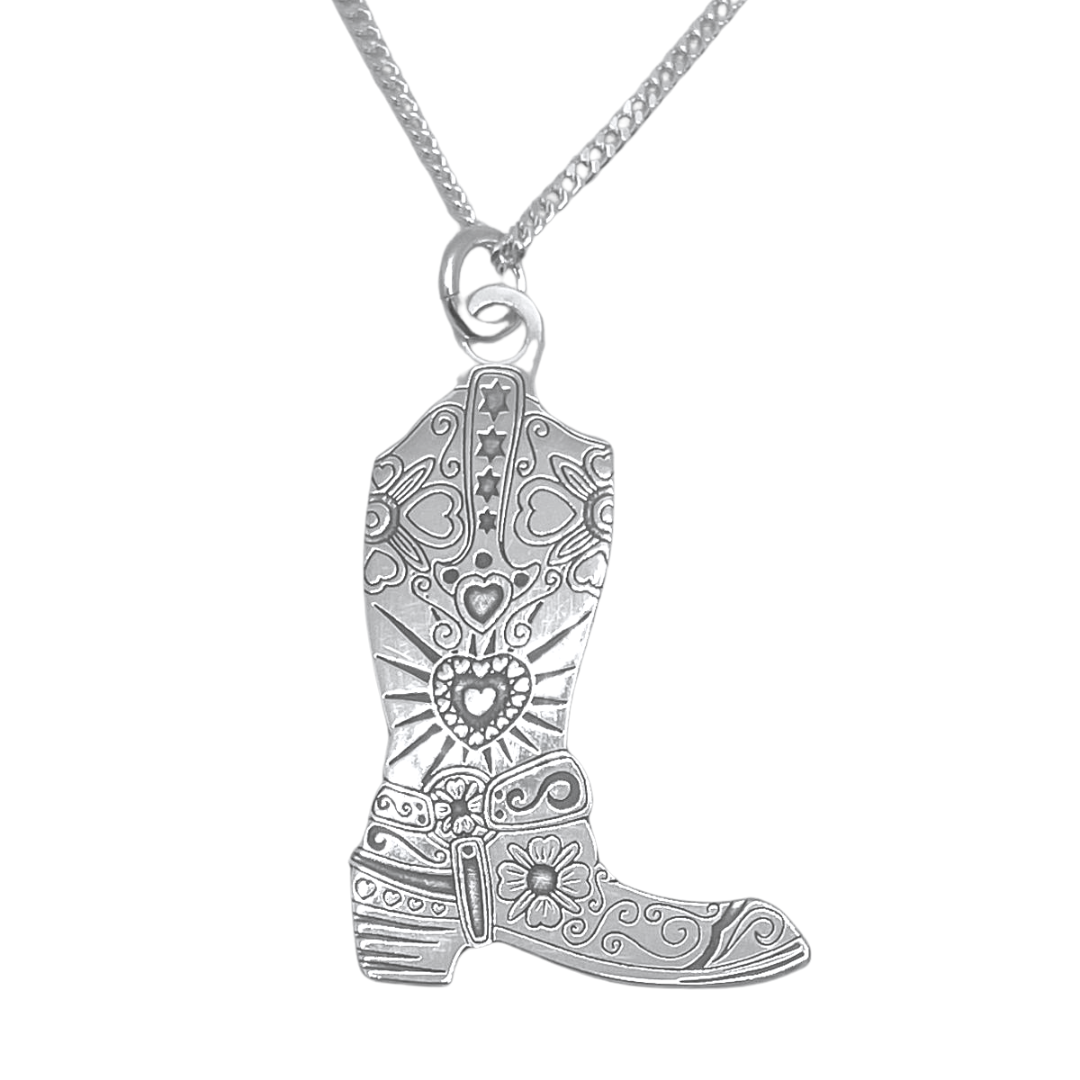 Wolf Circus Cowboy Boot Charm Necklace Sterling Silver | Blue Ruby Jewellery - View #9