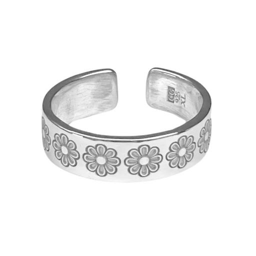 Daisy Flower Engraved Ring