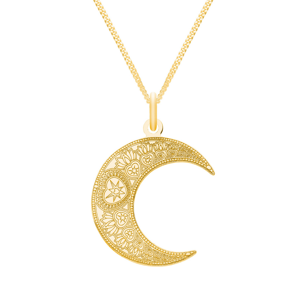 Gold Mandala Moon Necklace