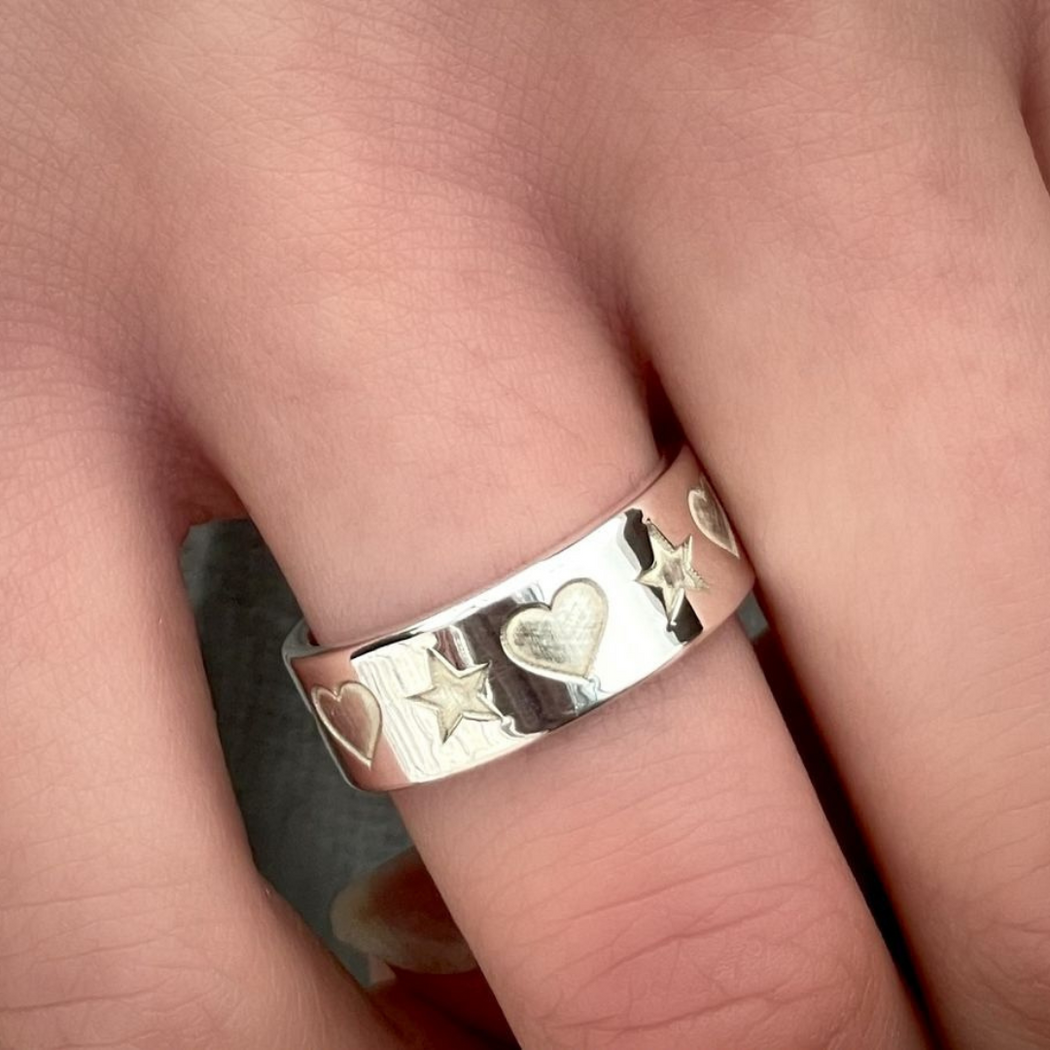 Start Heart Etched Ring
