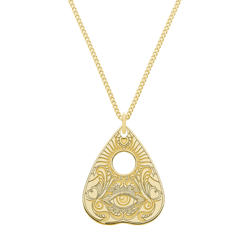 Planchette - All Seeing Eye Pendant Solid Gold
