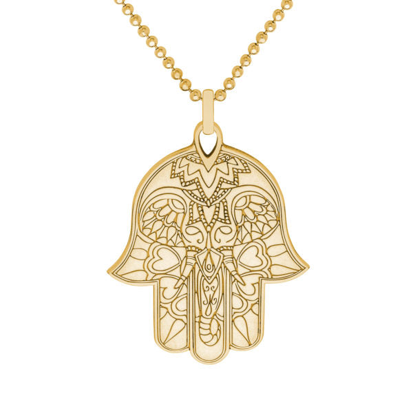 Hamsa Outline Necklace with CZ Evil Eye - Gold Plated – Dandelion Jewelry